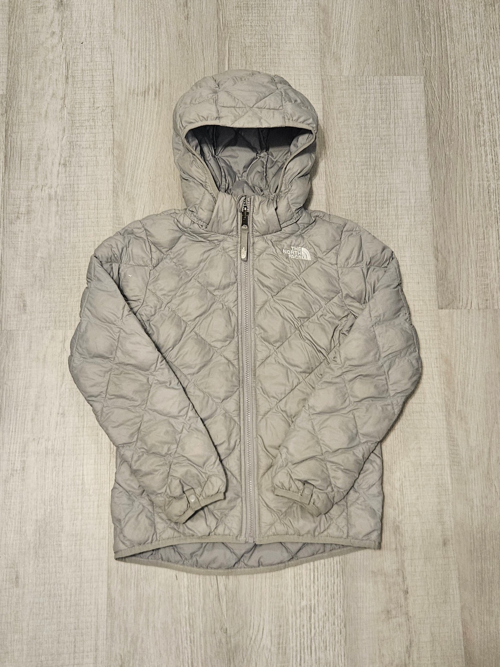 The North Face Girls' Gray Quilted Hooded Jacket